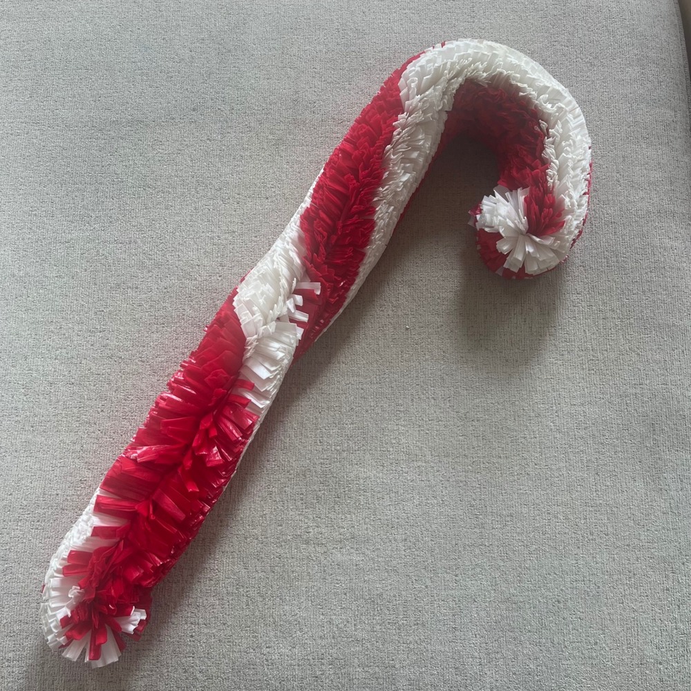 Vintage Style Red White Ruffled Candy Cane Christmas Wall Decor 28 Inch